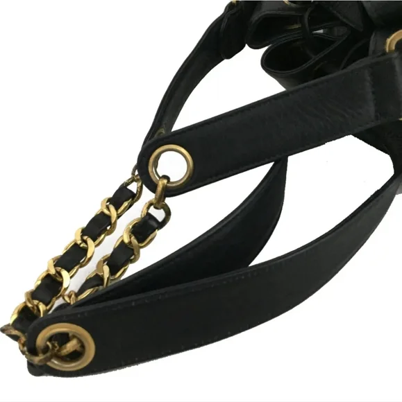 CHANEL Navy blue Triple Coco CC Logo Lambskin Drawstring Shoulder Bag - Picture 5 of 11